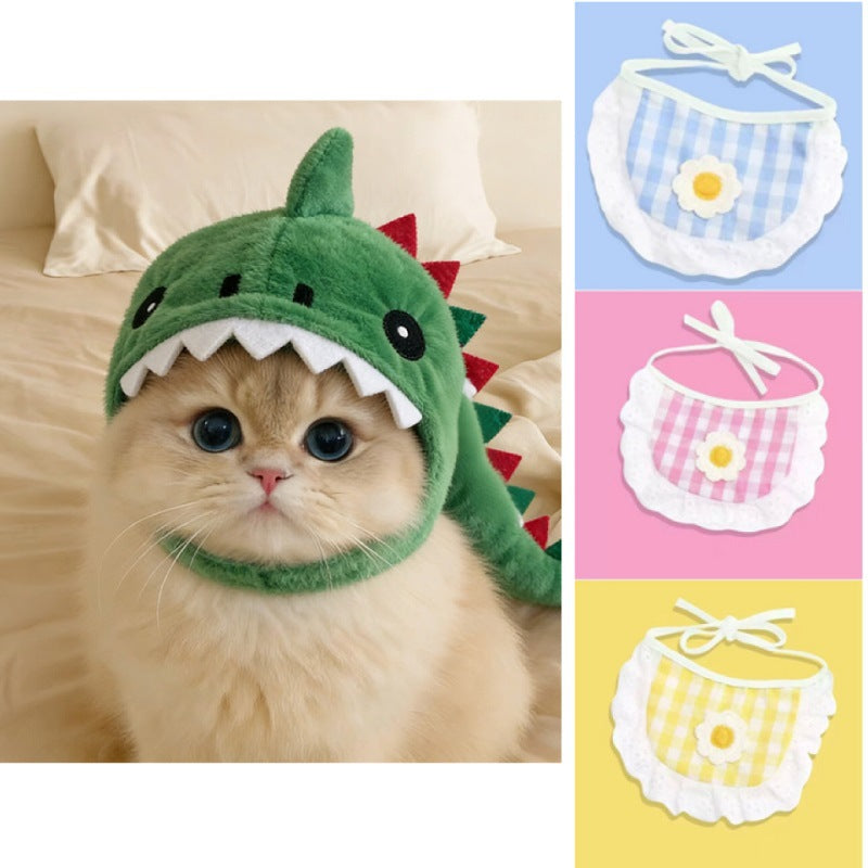 Novadrive Cute Dinosaur Dog Costume - Funny pet Halloween Headgear Hat