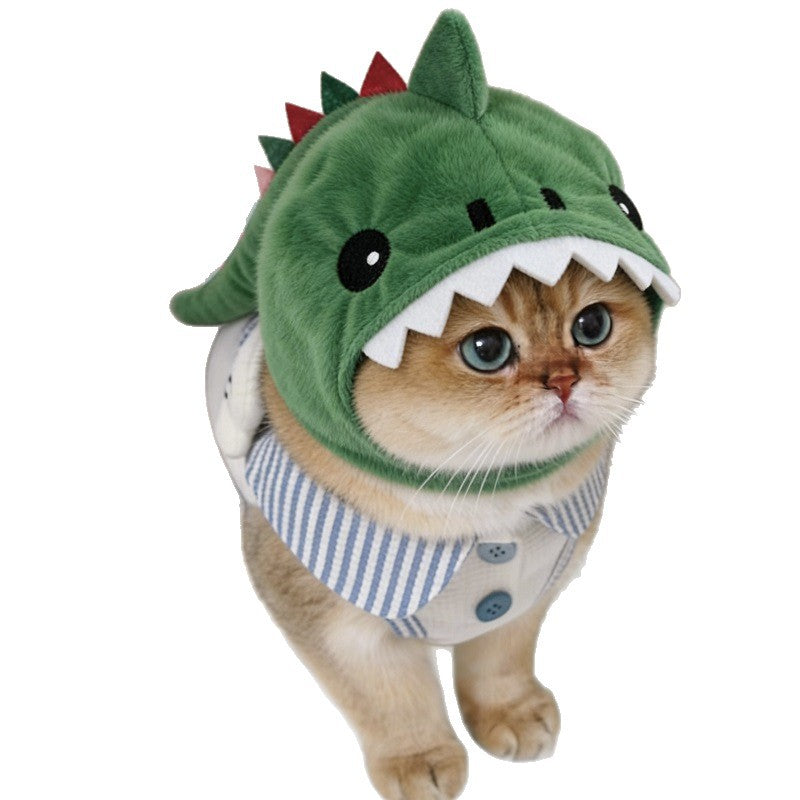 Novadrive Cute Dinosaur Dog Costume - Funny pet Halloween Headgear Hat