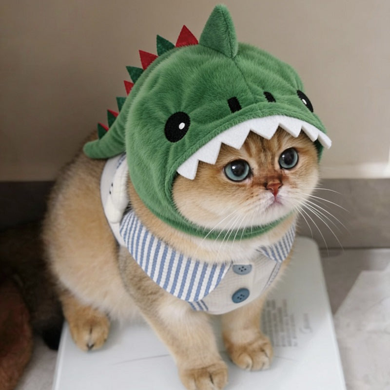 Novadrive Cute Dinosaur Dog Costume - Funny pet Halloween Headgear Hat