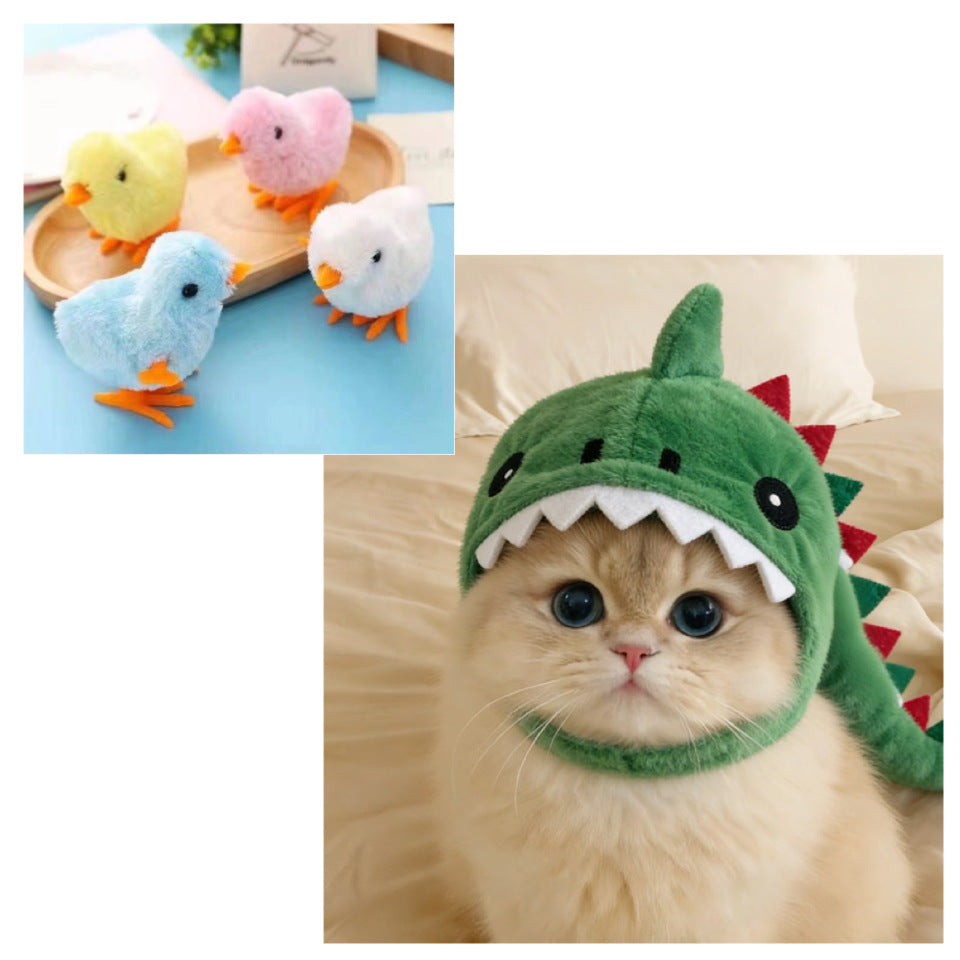 Novadrive Cute Dinosaur Dog Costume - Funny pet Halloween Headgear Hat